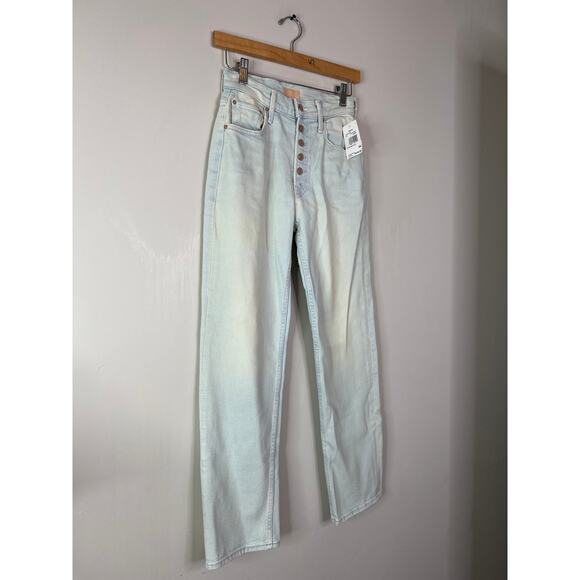 Mother Pixie Tomcat Ankle Stretch Denim High-Rise Straight Jeans Light Size: 24 - Picture 3 of 9